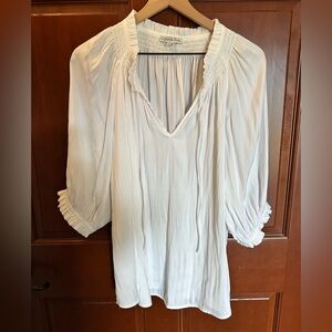Chic White V-Neck Blouse by Ophelia Roe